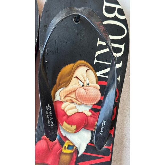 Disney's Snow White Born Grumpy Character Flip Flops Adult Unisex Size L (11/12) - Picture 10 of 12
